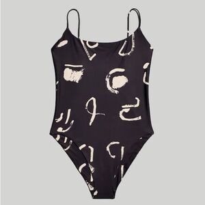 Madewell x Caroline Z Spaghetti-Strap One-Piece Swimsuit in Abstract Alpha